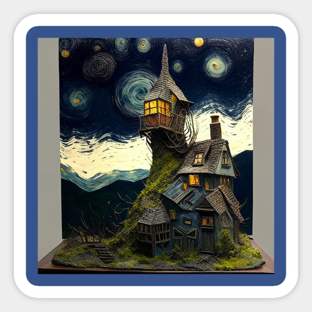 Starry Night Over The Burrow Sticker by Grassroots Green